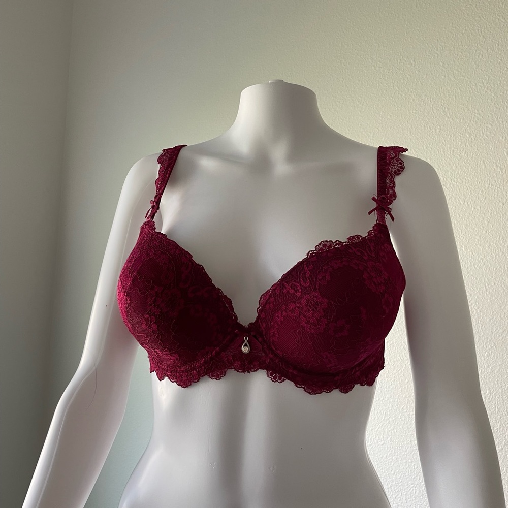 Victoria’s Secret maroon lace push up bra